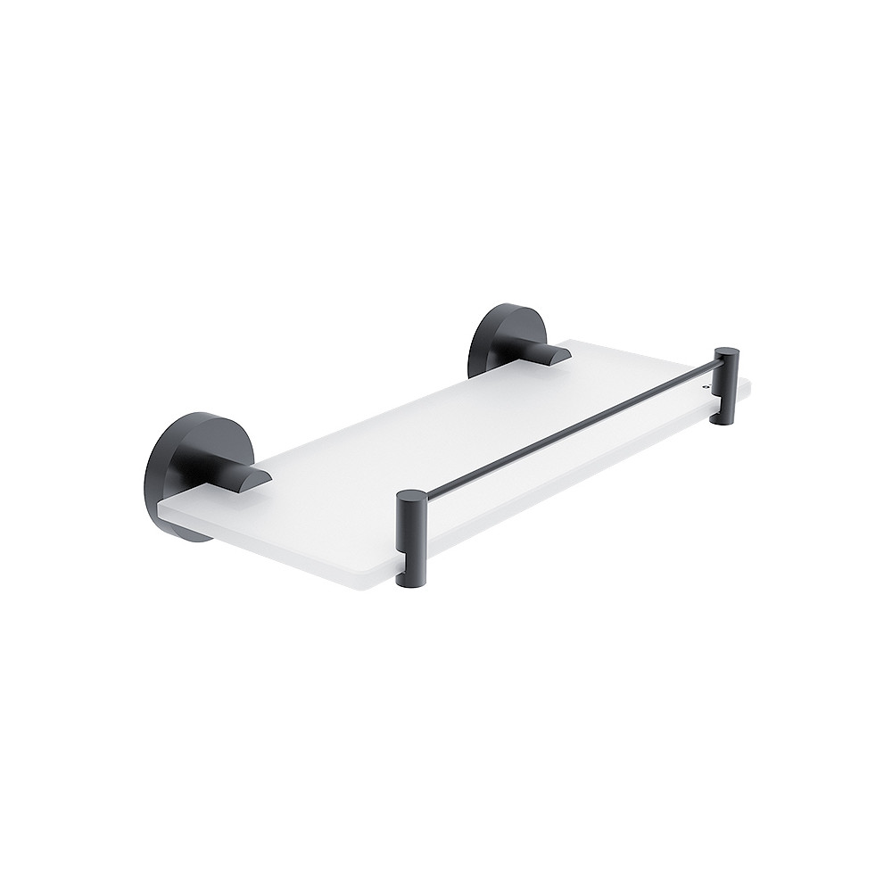 Skleněná police s držáky a ohradou NIMCO UNIX BLACK 300 mm